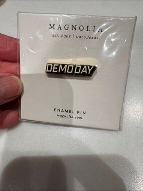 Magnolia DEMO DAY Enamel Pin - Black and Gold Trim New